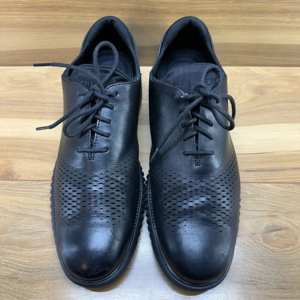 Cole Haan Zero Grand Perforated Laser Cut Oxford 12 W Black Leather Business